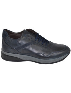 Malu Shoes Scarpe uomo polacchino comfort passeggio eleganti blu scuro made in italy in vera pelle nappa gomma anatomica lacci