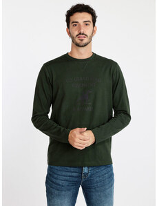 U.S. Grand Polo Maglia Uomo In Cotone Con Stampa T-shirt Manica Lunga Verde Taglia Xxl
