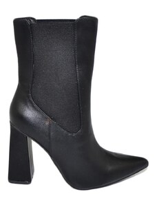 Malu Shoes Stivaletti alti tronchetti donna pelle nero a punta tacco squadrato elastico zip moda glamour tendenza