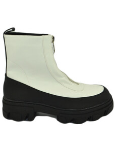 Malu Shoes Stivaletti donna platform zip frontale boots combat bianco nero impermeabile fondo alto carrarmato moda tendenza