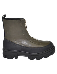 Malu Shoes Stivaletti donna platform zip frontale boots combat verde nero impermeabile fondo alto carrarmato moda tendenza