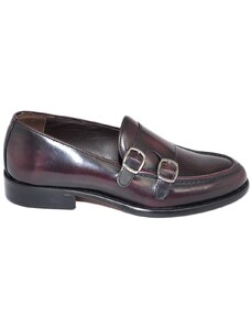 Malu Shoes Scarpe uomo mocassino fibbia doppia bordeaux vera pelle abrasivata slip on business linea dandy made in italy