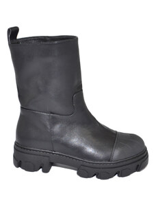 Malu Shoes Stivaletto donna combat boots impermeabile e pelle nero gommato punta fondo alto carrarmato moda tendenza