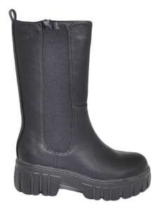 Malu Shoes Stivale donna Platform chelsea boots combat nero fondo alto sotto ginocchio zip elastico laterale moda tendenza comodo