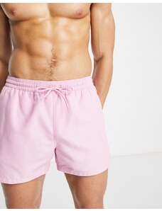 ASOS DESIGN - Pantaloncini da bagno corti rosa con fondo arrotondato