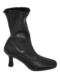 Malu Shoes Stivaletti tronchetti donna pelle nera punta quadrata effetto calzino tacco a spillo basso 5 cm c moda morbido tendenza