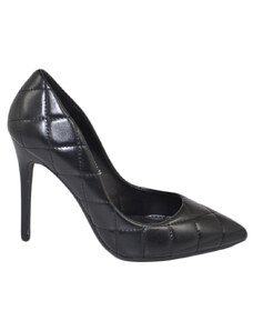 Malu Shoes Scarpe donna decollete a punta elegante in pelle trapuntata nero tacco a spillo 12 cm moda evento