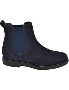 Malu Shoes Beatles uomo stivaletto scarpe elastico in vera pelle camoscio blu francesina fondo gomma light made in italy invernale