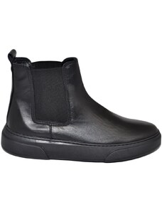 Malu Shoes Beatles uomo stivaletto con elastico in vera pelle nappa nero gomma nera sportiva casual made in italy handmade