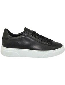 Malu Shoes Scarpa sneakers Paul 4190 uomo basic vera pelle liscia nero linea basic fondo in gomma sportiva bianco moda casual