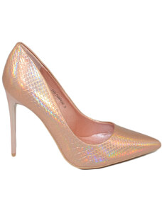 Malu Shoes Decollete' donna punta champagne lucide tacco a spillo 12 comode effetto sirena cocco scarpe cerimonie eventi