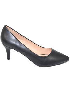 Malu Shoes Decollete' scarpe donna a punta nero tacco a spillo midi 5 cm in pelle matte comodo per cerimonie eventi ufficio