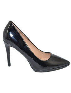 Malu Shoes Decollete' donna punta nero tacco a spillo 12 plateau davanti vernice comode lucido scarpe cerimonie eventi
