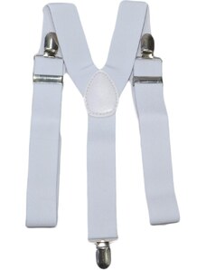 Malu Shoes Bretelle da uomo regolabili bianche elastiche con clip in metallo forma a uncino extra forte moda