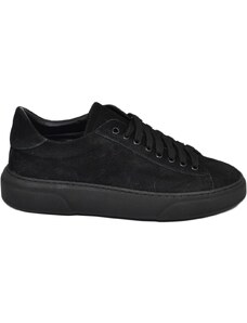 Malu Shoes Scarpa sneakers Paul 4190 uomo nero vera pelle scamosciata lacci linea basic comodo fondo in gomma sportiva moda casual
