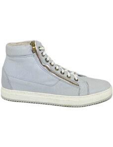 Malu Shoes Scarpe uomo sneaker alta con zip ghiaccio lacci casual fondo bianco antiscivolo vera pelle made in italy moda