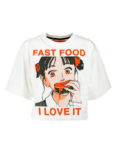 WHITE T-Shirt Crop Fast Food