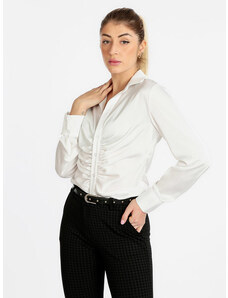Melitea Camicetta Donna In Raso Camicie Classiche Bianco Taglia Unica
