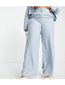 Missguided Plus - Pantaloni a fondo ampio a pieghe blu in coordinato