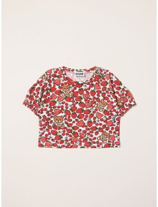 T-shirt Cropped Moschino Kid con stampa fragole all over