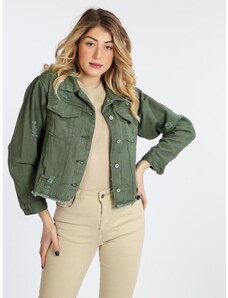 Solada Giacca Donna In Jeans Con Strappi Verde Taglia L