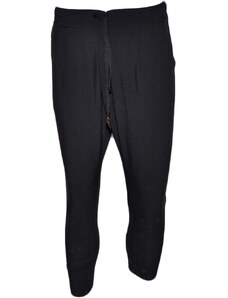 Malu Shoes Pantaloni jogger cavallo basso uomo di puro cotone nero con elastico e coulisse e tasche laterali moda fresco