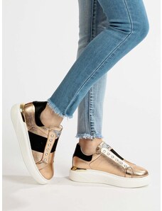Queen Helena Sneakers Donna Slip On Con Strass Basse Oro Taglia 37