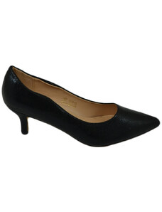 Malu Shoes Decollete' scarpe donna a punta nero satinato tacco a spillo midi 5 cm in pelle comodo per cerimonie eventi ufficio