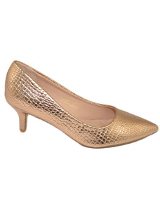 Malu Shoes Decollete' scarpe donna a punta oro rosa tartarugato tacco a spillo midi 5 cm in pelle comodo cerimonie eventi ufficio