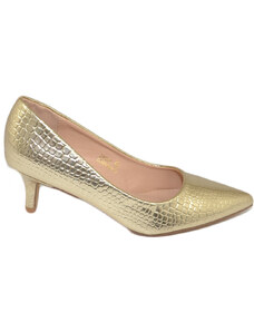 Malu Shoes Decollete' scarpe donna a punta oro tartarugato tacco a spillo midi 5 cm in pelle comodo cerimonie eventi ufficio