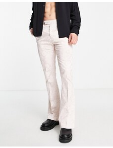 ASOS DESIGN - Pantaloni skinny a zampa eleganti con stampa effetto pelle di serpente-Neutro