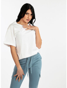 Solada T-shirt Donna Oversize In Cotone Manica Corta Bianco Taglia Unica