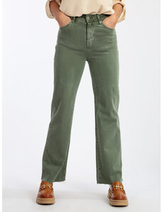 Smagli Jeans Donna a Gamba Larga Pantaloni Casual Verde Taglia L