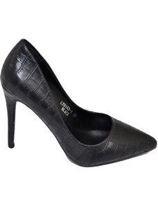 Malu Shoes Scarpe donna decollete a punta elegante in pelle cocco nero tacco a spillo 12 cm moda evento