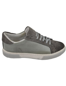 Malu Shoes Scarpa sneakers uomo grigio vera pelle lacci linea comfort fondo gomma sportiva moda casual