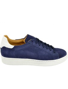 Malu Shoes Sneakers uomo in vera pelle scamosciata blu con talloncino in pelle bianca gomma comfort casual made in Italy moda