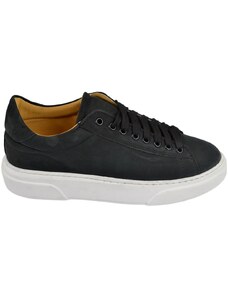 Malu Shoes Scarpa sneakers Paul 4190 uomo basic vera pelle nabuk lacci basic comodo fondo in gomma nero moda casual