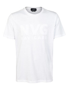 Navigare T-shirt Uomo In Cotone Con Scritta Manica Corta Bianco Taglia Xxl