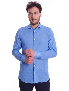 CAMICIA MASTRICAMICIAI A POIS SLIM FIT, Colore Azzurro