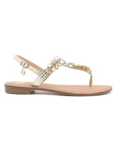 Laura Biagiotti Sandali Piatti Con Strass Oro Sandali Bassi Donna Oro Stileo It