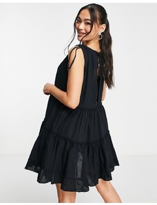 Trendyol - Vestito grembiule mini a balze nero