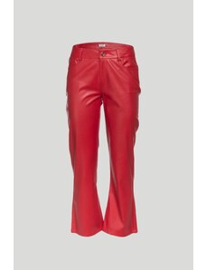 LIU-JO Pantalone di Pelle Rosso