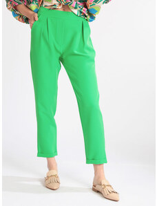 Frenetika Pantaloni Donna Con Risvolto Eleganti Verde Taglia L