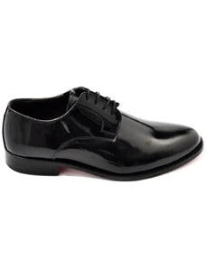 Malu Shoes Scarpe uomo stringate classiche vernice nero puntinato made in italy fondo vero cuoio antiscivolo business eleganti
