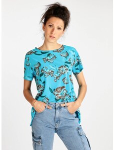 Wendy Trendy T-shirt Manica Corta Donna a Fiori Blu Taglia Unica