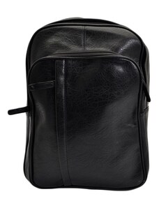 Malu Shoes Zaino nero casual con zip trasversale uomo borsa medio grande 15 pollici laptop portatile pu pelle zip capiente comodo