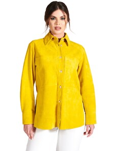 Camicia in pelle scamosciata gialla vestibilità over D'Arienzo
