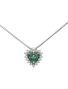 Donnaoro elements Collana donna con cuore in oro bianco , smeraldo e diamanti dhpe9130.004