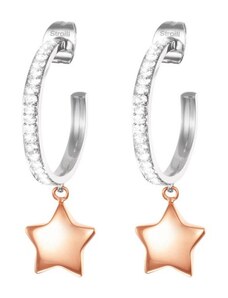 Stroili orecchini donna cerchio acciaio stella rosè e cristalli lady chic 1680347