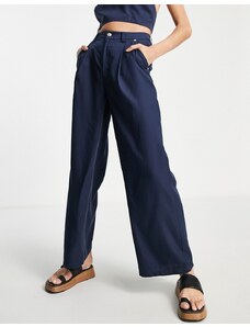 ASOS DESIGN - Pantaloni extra larghi con fondo ampio blu navy in coordinato